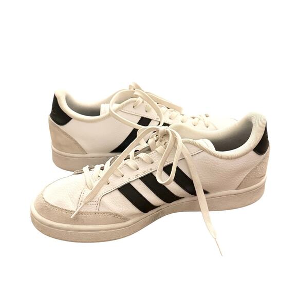 Adidas White Black Stripe Leather Sneakers Men’s Size 10 Classic Lace Up Shoes main image 9